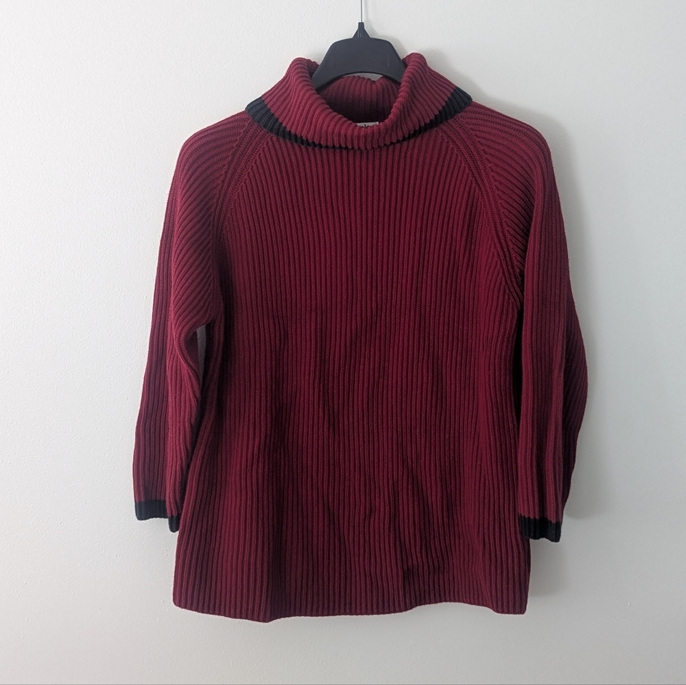 Vintage Paradox Knit Sweater Size Small Medium Red Black Cotton Holiday Winter